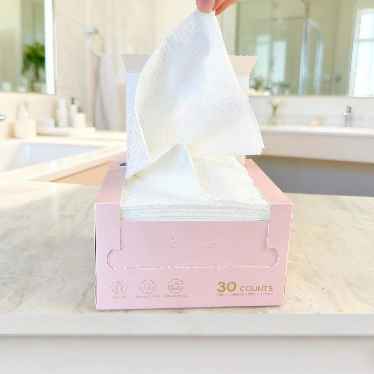 Vinda folded towel beside ruler showing dimensions and convenience