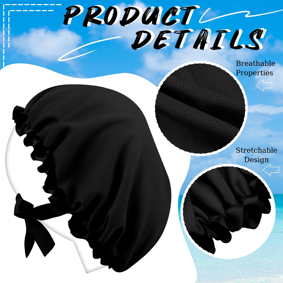 Vinsatin bonnet side profile fit demonstrating snug stretchable edge benefit