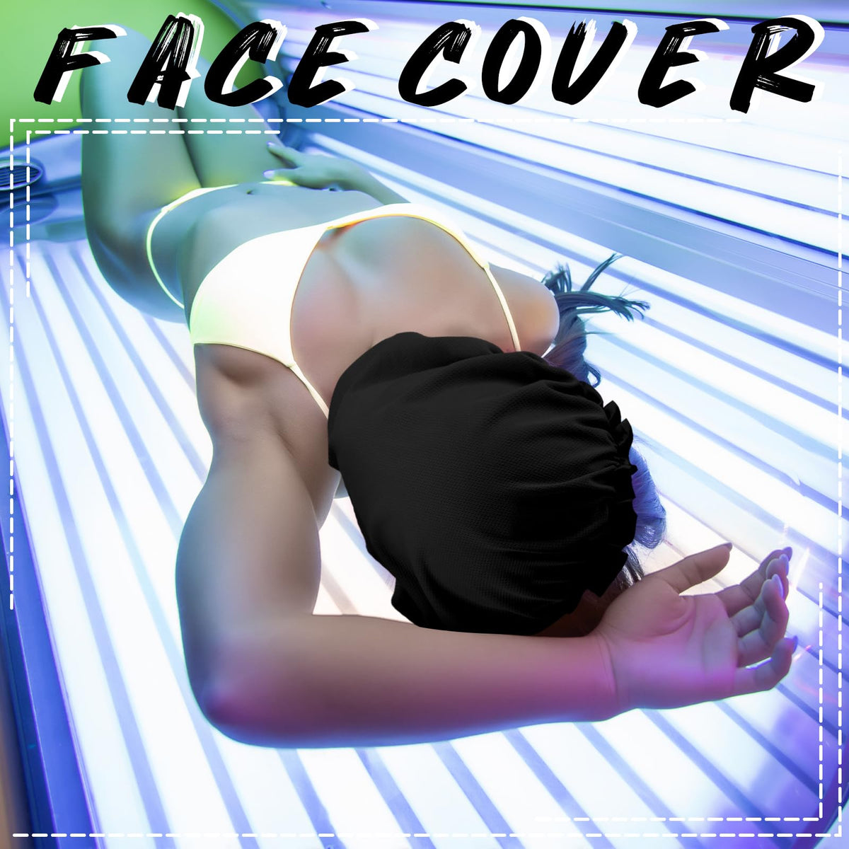 Vinsatin face cover front flat lay showing full facial coverage protection