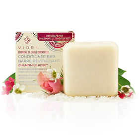Viori chamomile rose front bar showing compact plastic-free conditioner