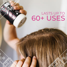 Viori dry shampoo being applied at roots with fingertips to lift oil and add instant volume