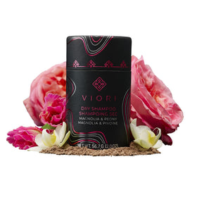 Viori dry shampoo front packaging showing brand and scent for easy identification and grab-and-go use