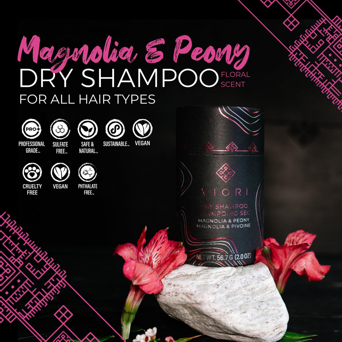 Viori dry shampoo open jar with powder visible, highlighting fine texture for fast oil absorption