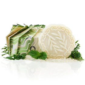 Viori shampoo bar front packaging showing tea tree mint scent and eco benefit