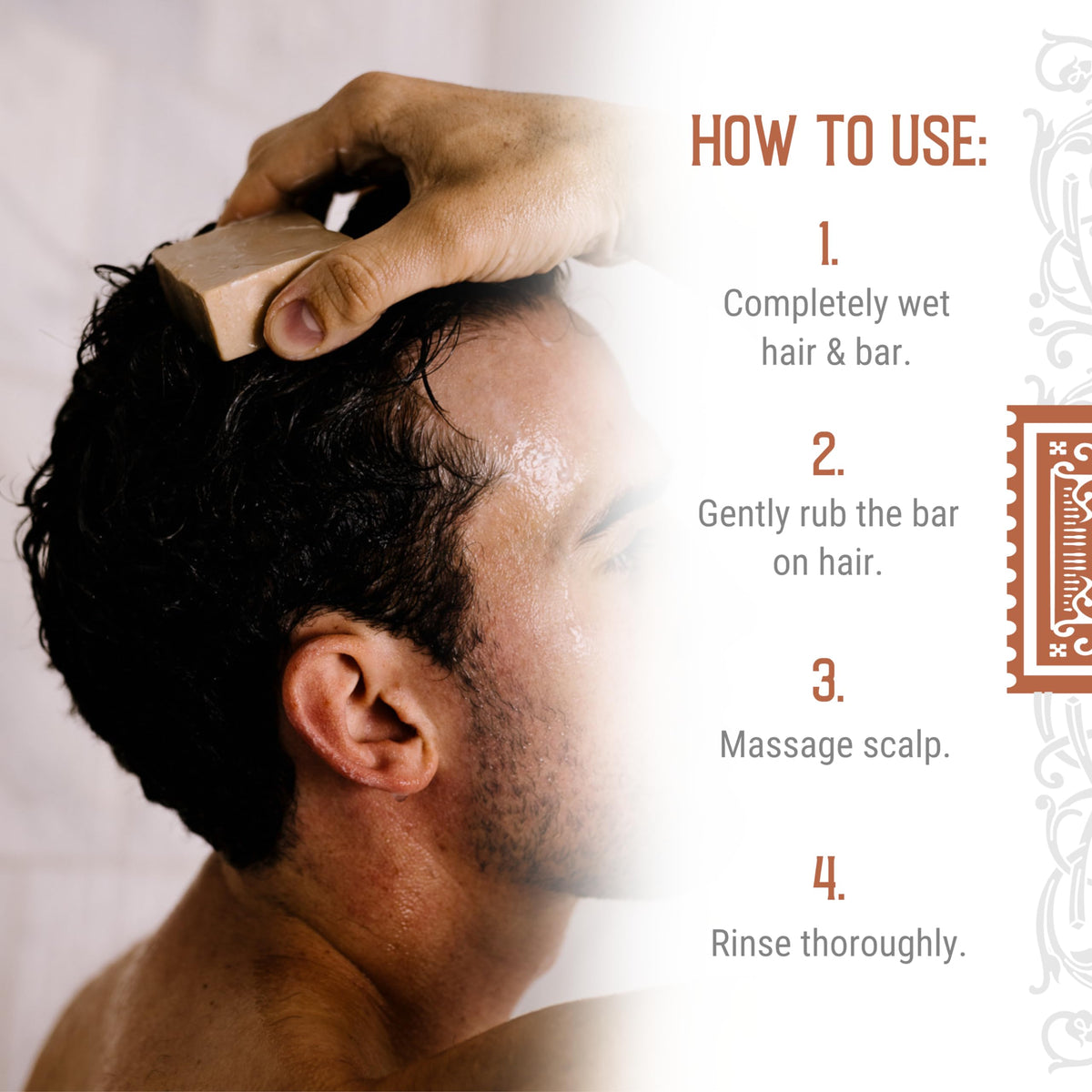 Viori Hamish & Co. lather demonstration on palm, illustrates rich conditioning foam