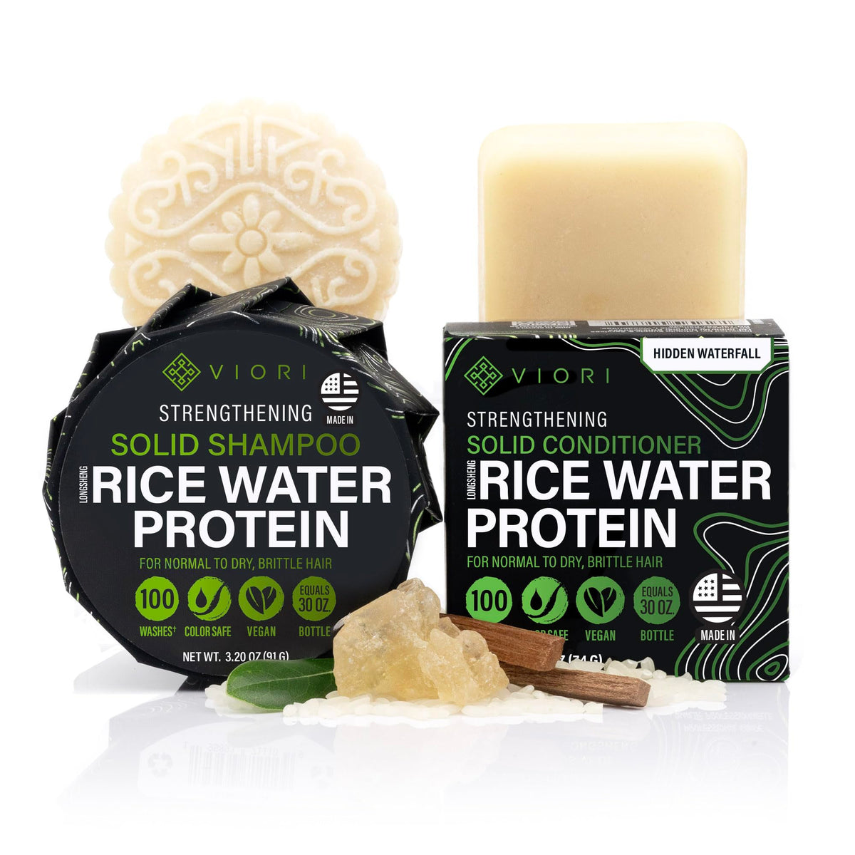 Viori front packaging showing the Hidden Waterfall set and eco benefits