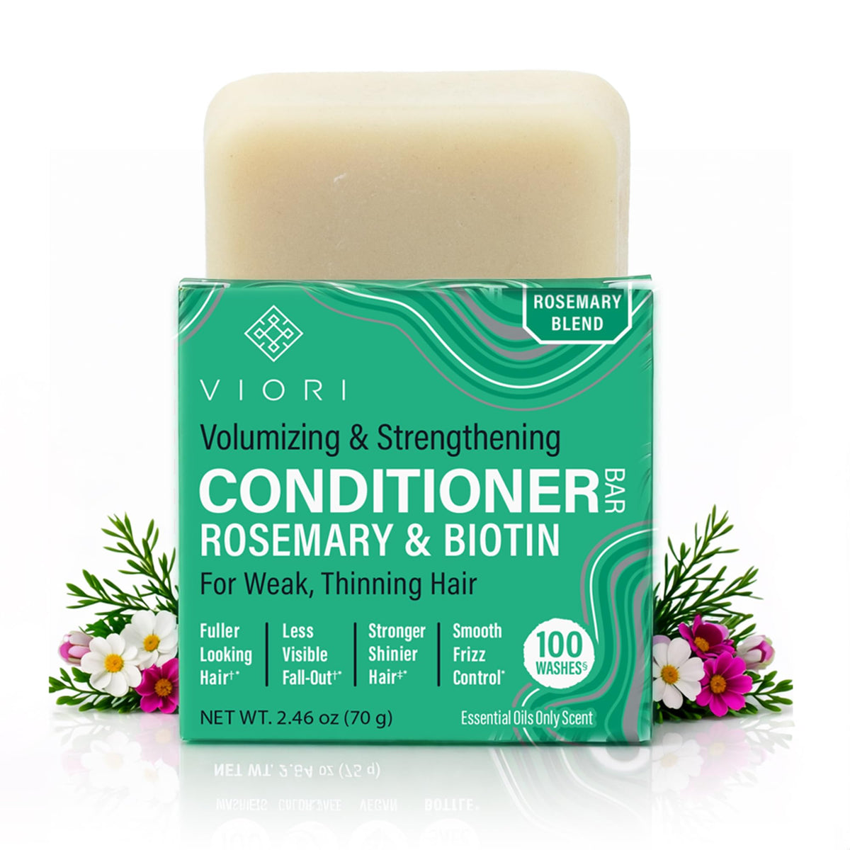 Viori conditioner bar front packaging showing sustainable travel benefit