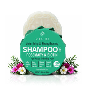 Viori shampoo bar front packaging showing rosemary and travel-friendly design