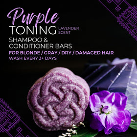 Viori shampoo bar close-up texture and natural purple hue for toning benefits