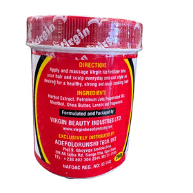 Virgin Hair Fertilizer cream texture on a spoon highlighting easy-absorb benefit