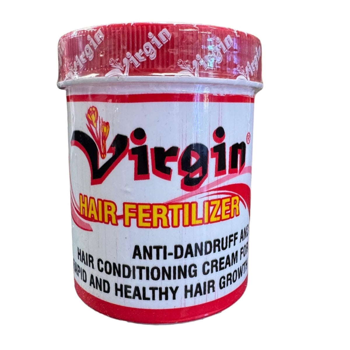 Virgin Hair Fertilizer front jar showing 200g label and natural-care benefit