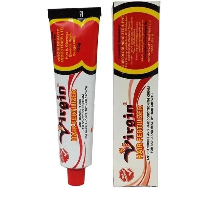 Virgin Hair Fertilizer front tube showing easy-squeeze packaging and travel convenience