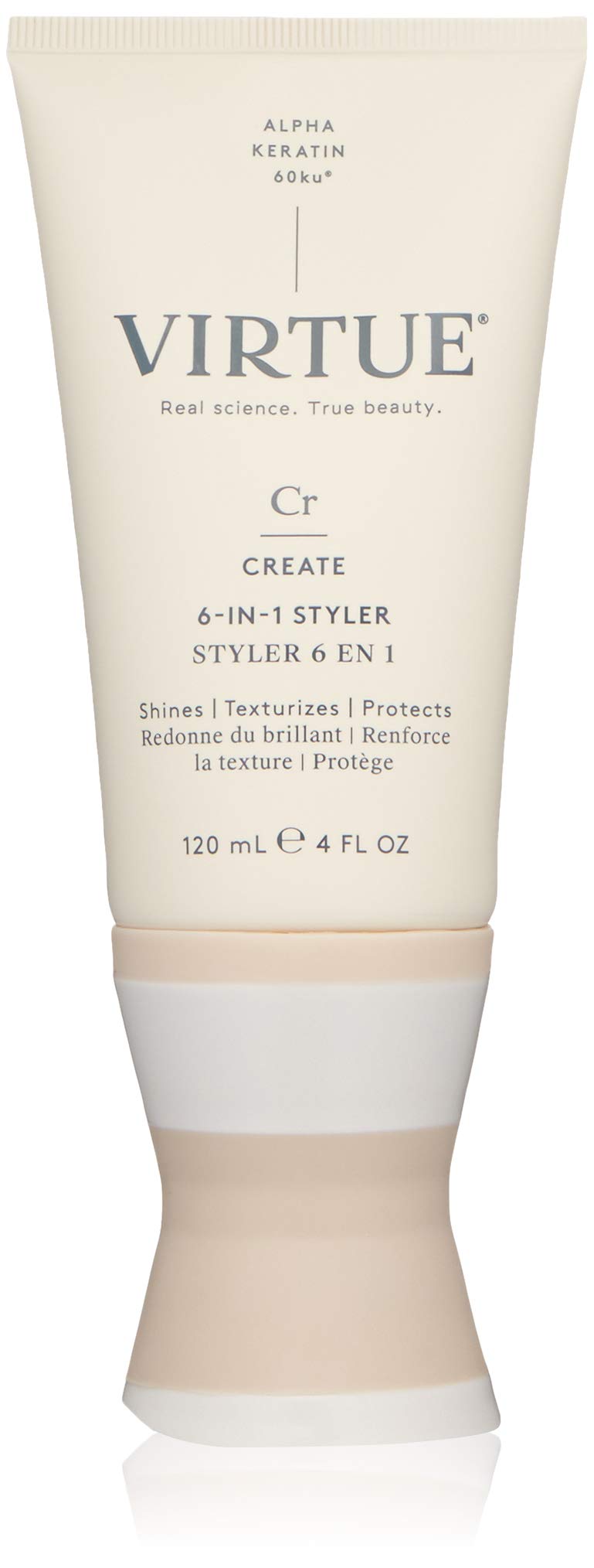 VIRTUE front packaging showing bottle and label, conveys premium styling benefits
