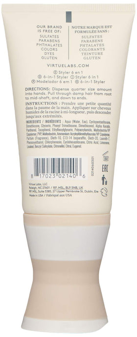 VIRTUE cream-serum texture on hand highlighting smooth application and lightweight finish