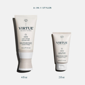 VIRTUE finished dry hair close-up showing shine boost and polished look