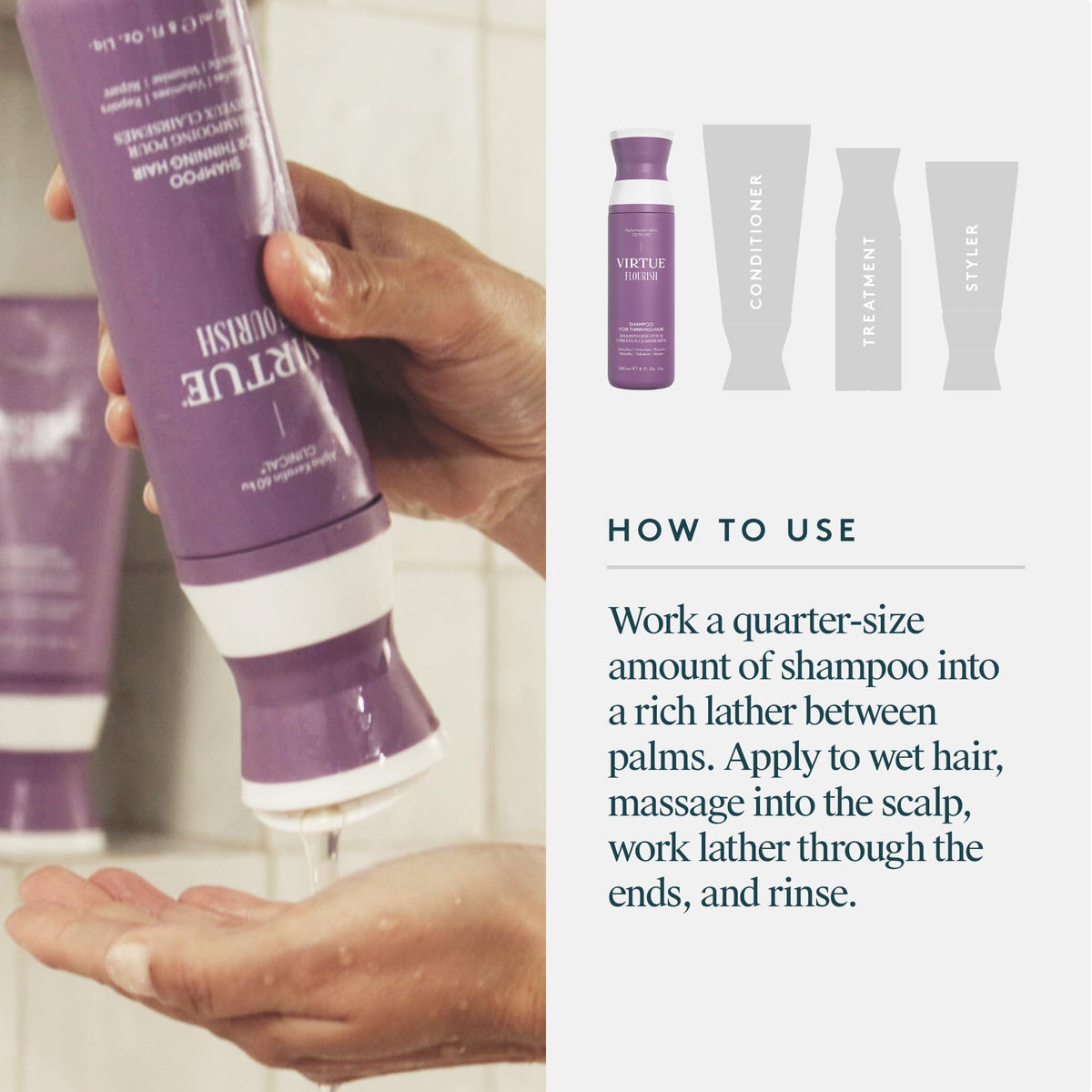 VIRTUE result on color-treated hair with gentle cleansing benefits