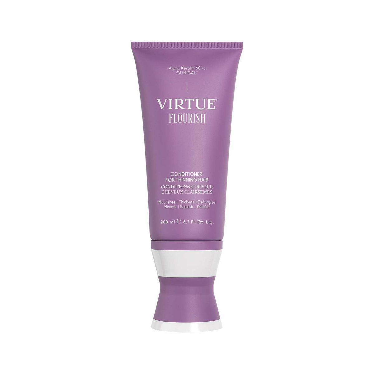 VIRTUE front packaging showing bottle and benefit of lightweight conditioning