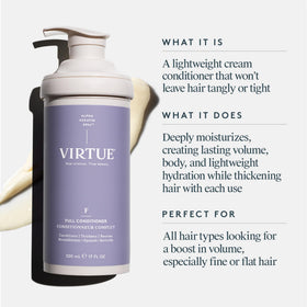 VIRTUE conditioner texture close-up highlighting lightweight feel