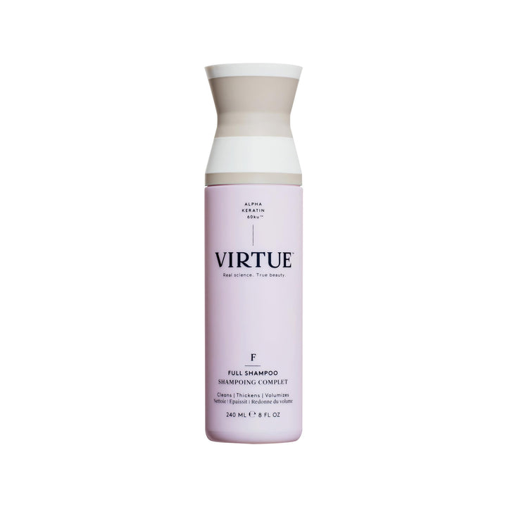 VIRTUE front bottle view showing packaging and volumizing benefit
