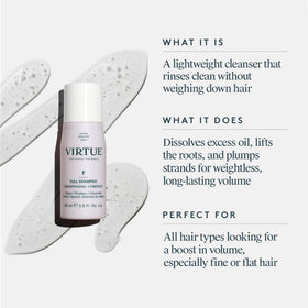 VIRTUE label close-up highlighting Alpha Keratin 60ku and benefits
