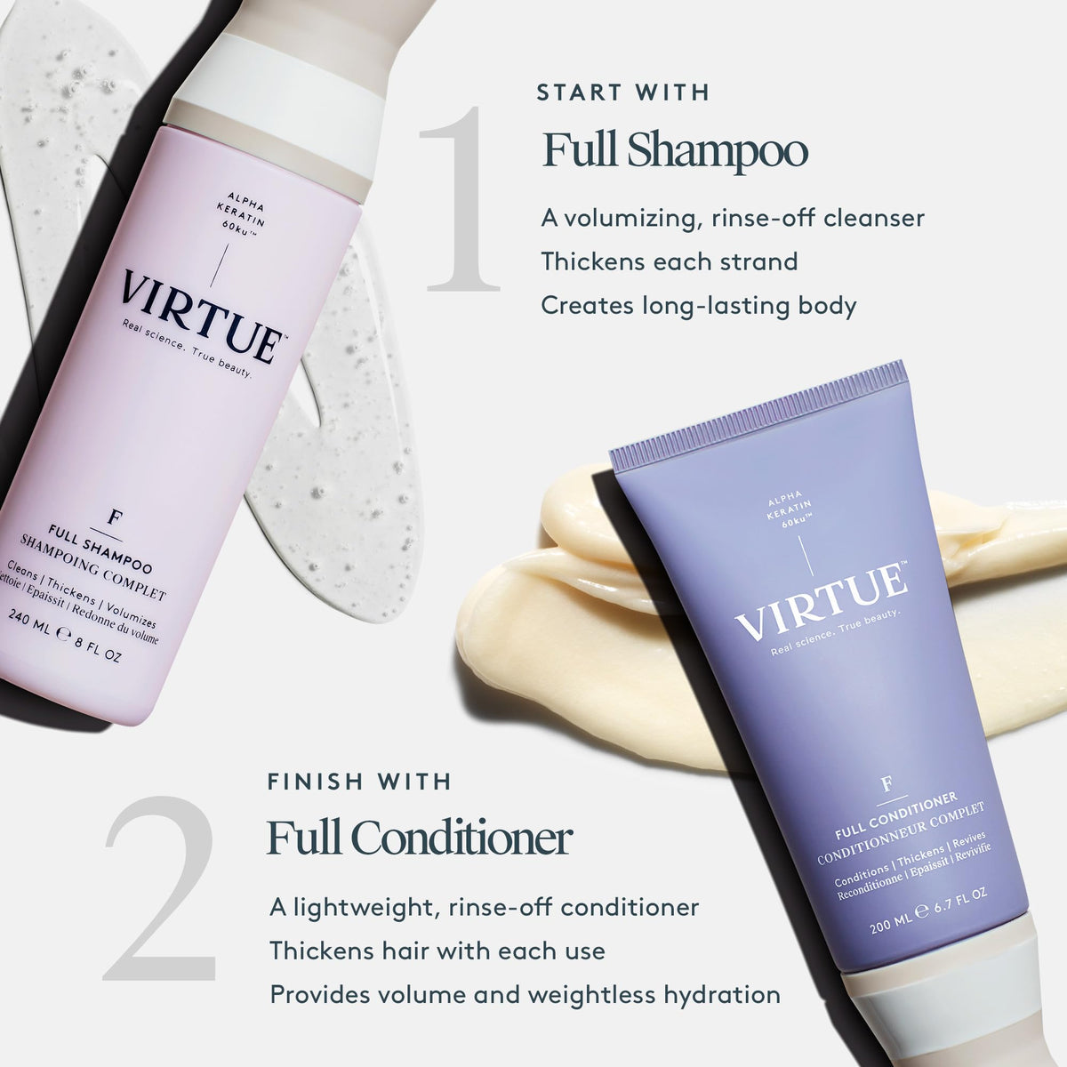 VIRTUE pump dispensing shampoo for easy application benefit