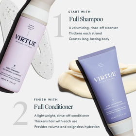 VIRTUE pump dispensing shampoo for easy application benefit
