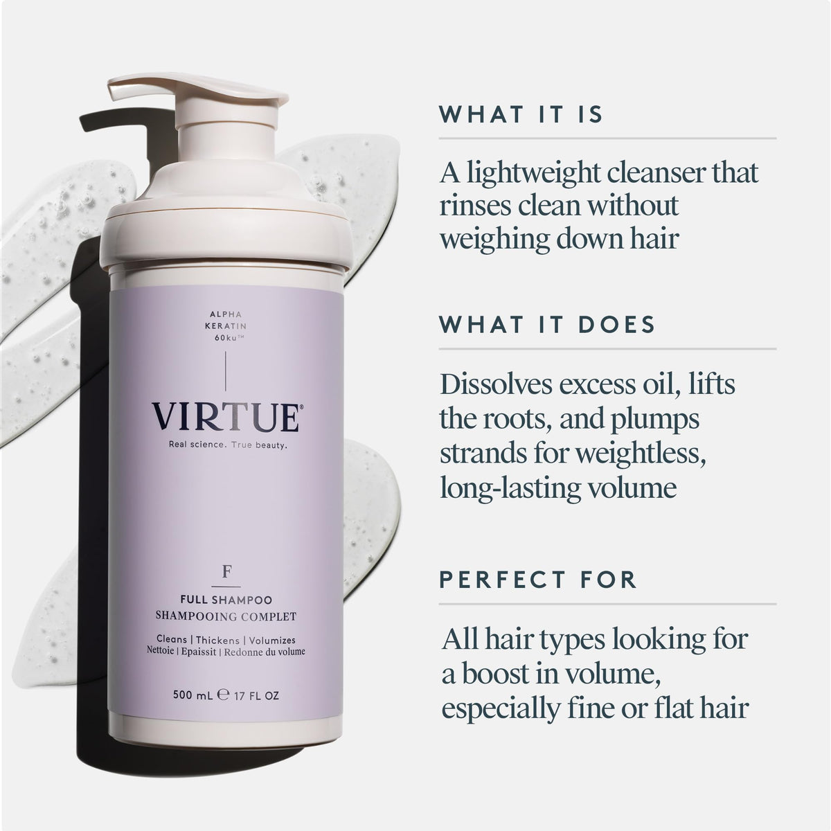VIRTUE pump dispenser close-up highlighting easy dosing and control