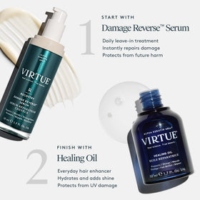 VIRTUE before and after hair showing improved shine and smoothness