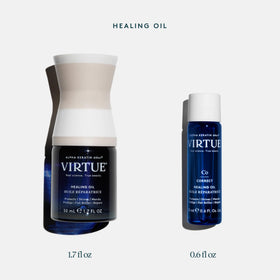 VIRTUE bottle beside common items to show true 1.7 fl oz scale