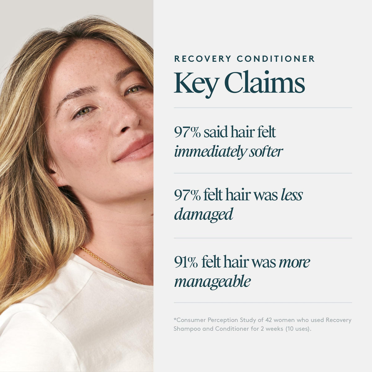 VIRTUE applied in shower to wet hair demonstrating in-shower conditioning benefits