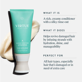 VIRTUE conditioner pump and cap detail highlighting user-friendly dispenser and control