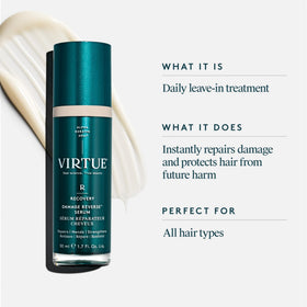 VIRTUE pump dispensing serum demonstrating controlled, mess-free application benefit