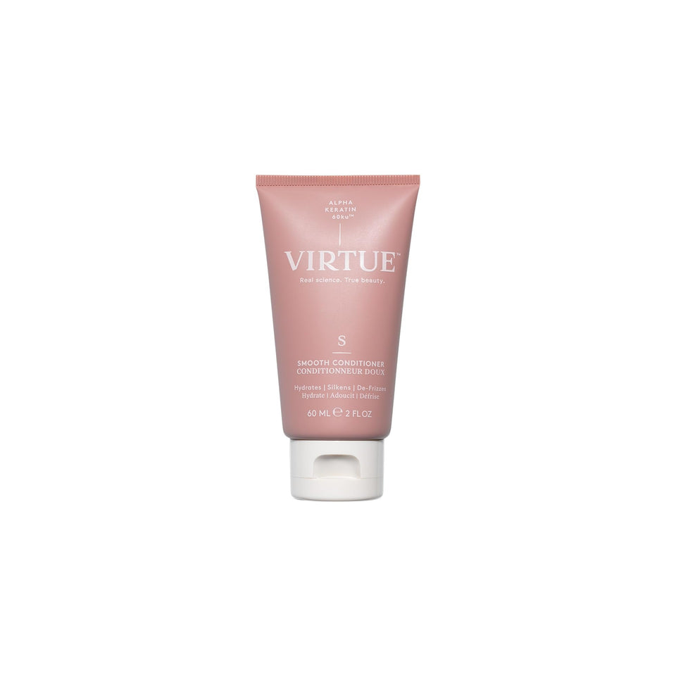 VIRTUE front bottle showing smooth conditioner for frizz control and sleek results