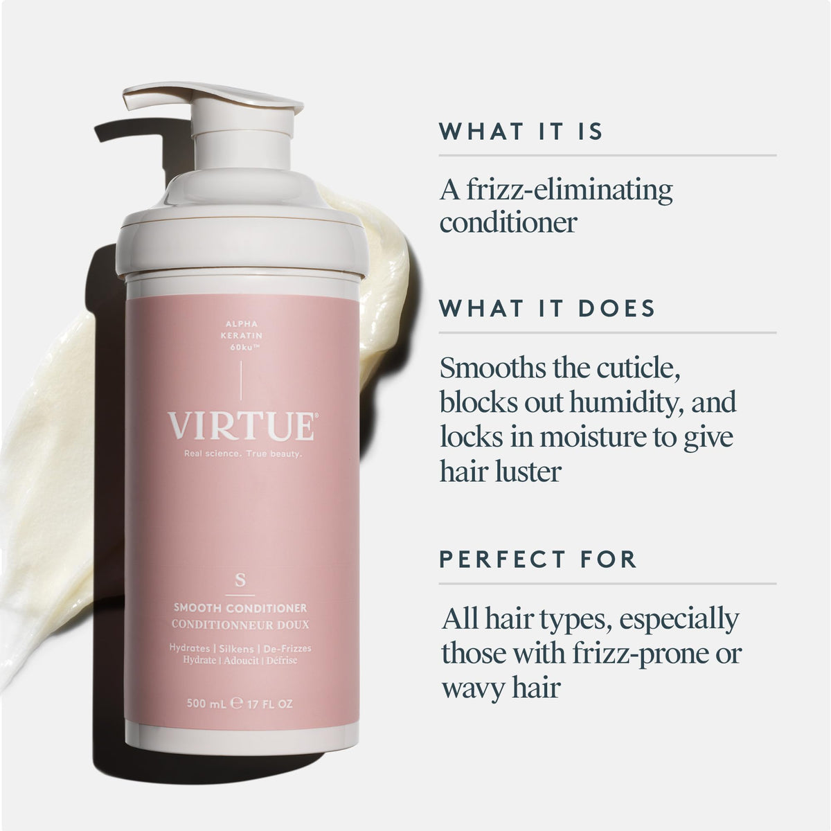 VIRTUE pump nozzle detail showing tidy dispensing and easy use benefit
