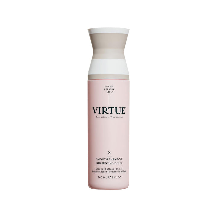 VIRTUE front bottle view showing product and smoothing benefit