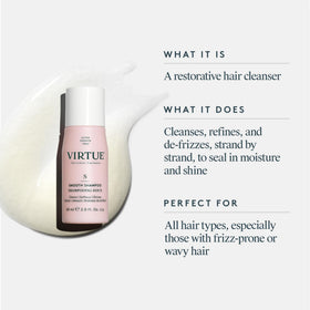 VIRTUE bottle label and pump highlighting clean-ingredient claim