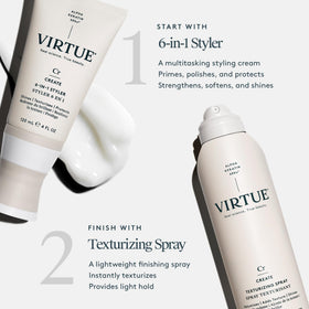 VIRTUE being sprayed into hair creating instant natural texture and shine