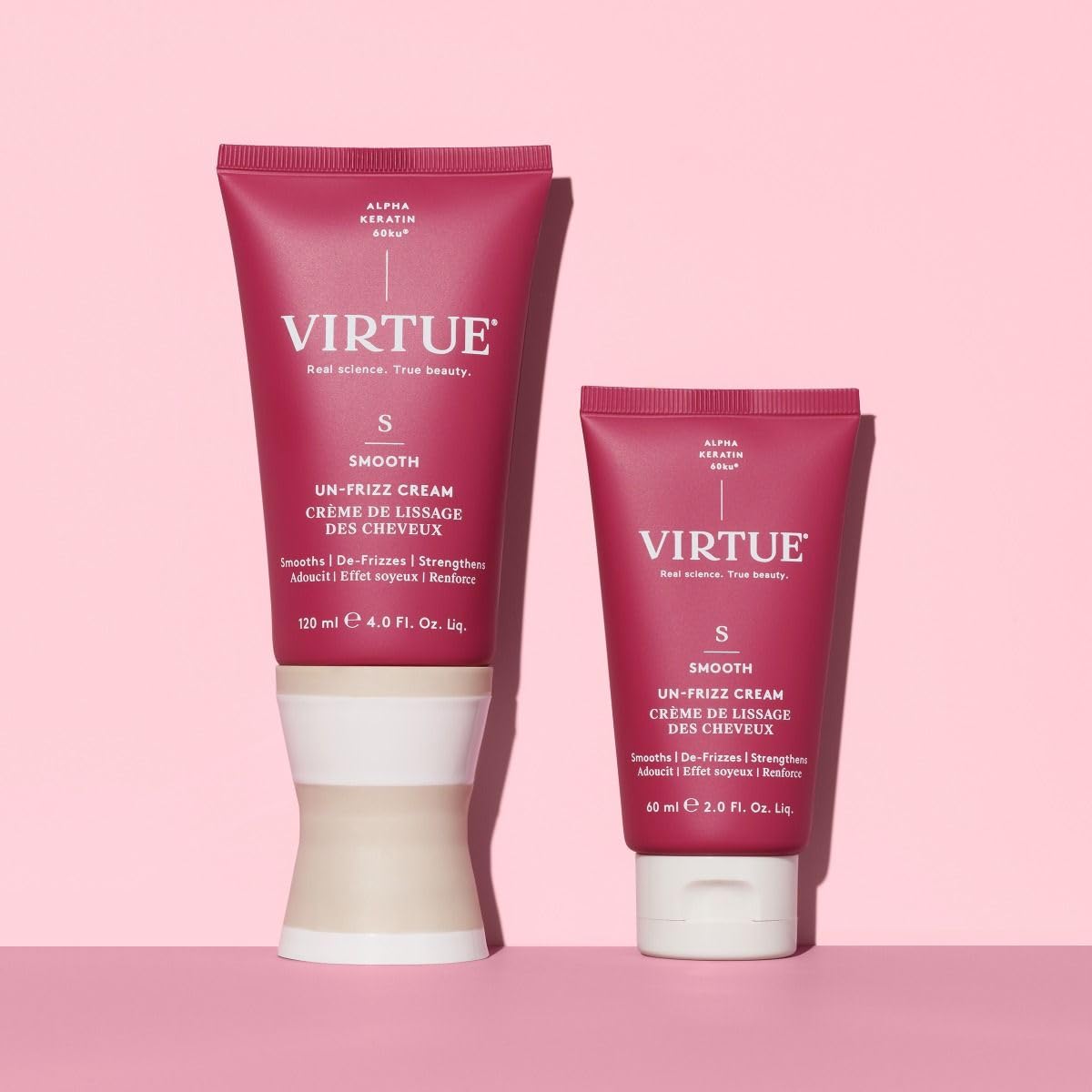 VIRTUE application on curly hair demonstrating defined, frizz-reduced curls