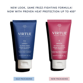 VIRTUE before and after hair comparison showing smoother, shinier strands