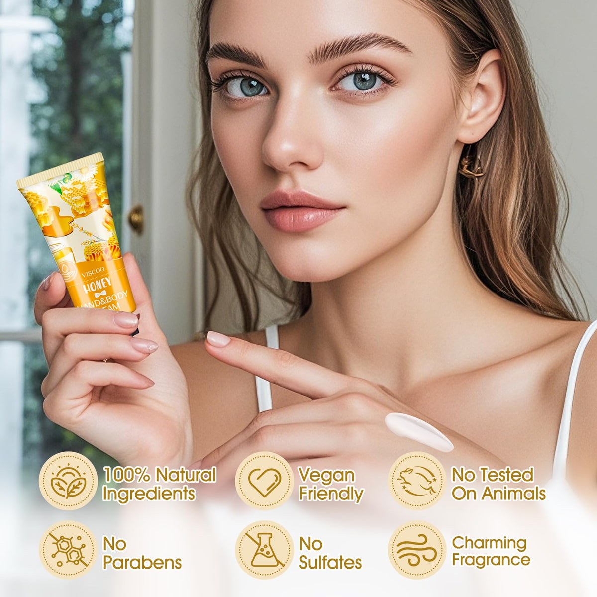 VISCOO cream texture on hand demonstrating quick absorption benefit