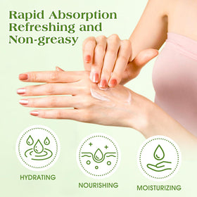 VISCOO hand application demonstrating quick hydration and non-greasy feel
