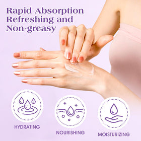 VISCOO applying cream in hand demonstrating fast absorbency and instant hydration