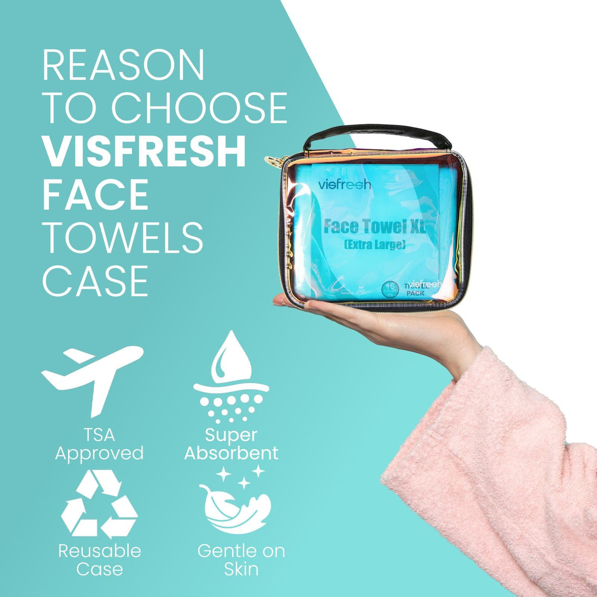 Visfresh case held in hand showing scale and compact portability for travel convenience