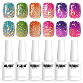 Vishine front packaging showing six temperature changing gel bottles and benefits