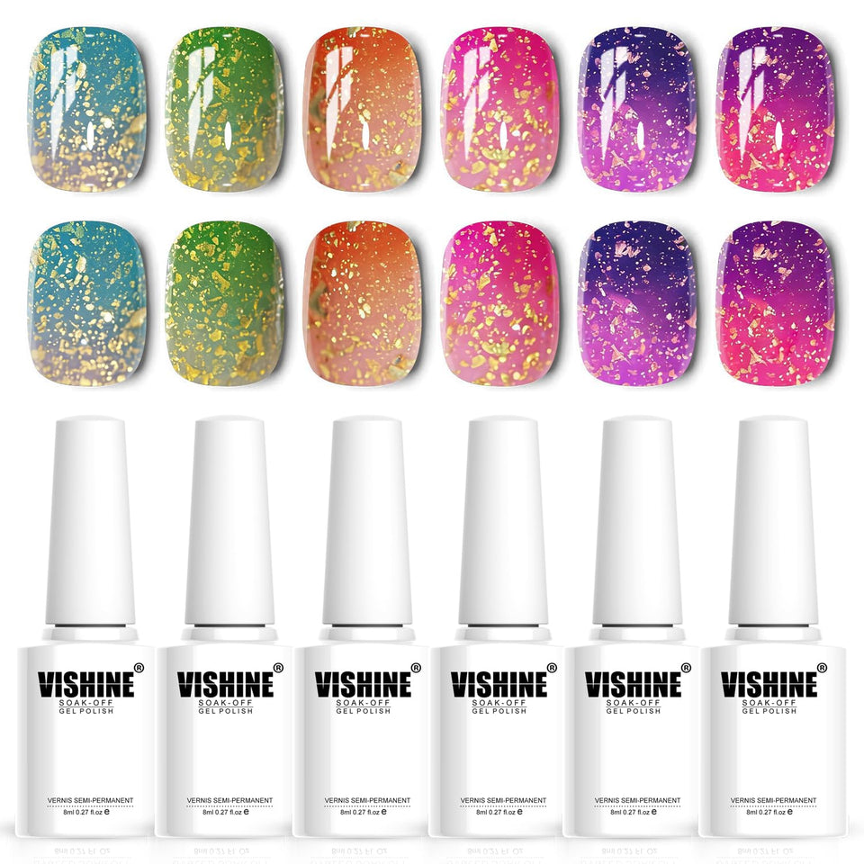Vishine front packaging showing six temperature changing gel bottles and benefits
