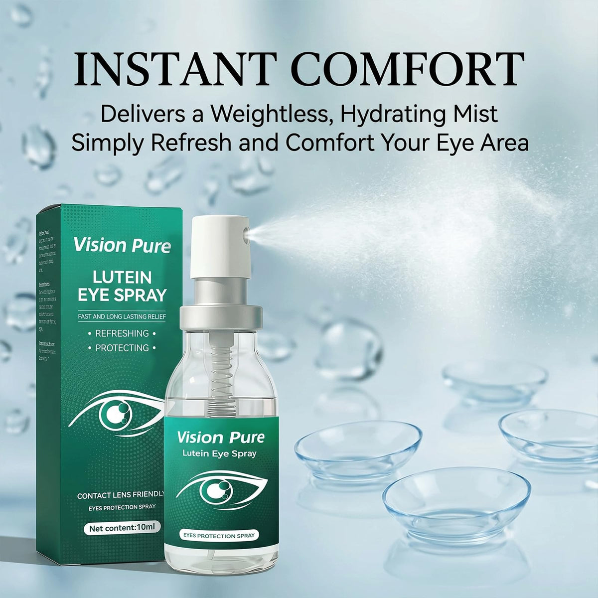 Vision Pure used on-the-go by commuter for quick eye refresh and comfort