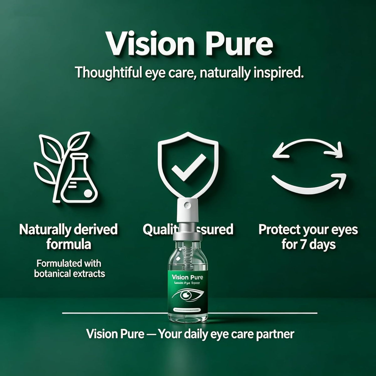 Vision Pure mist spray texture captured mid-air to show lightweight hydration