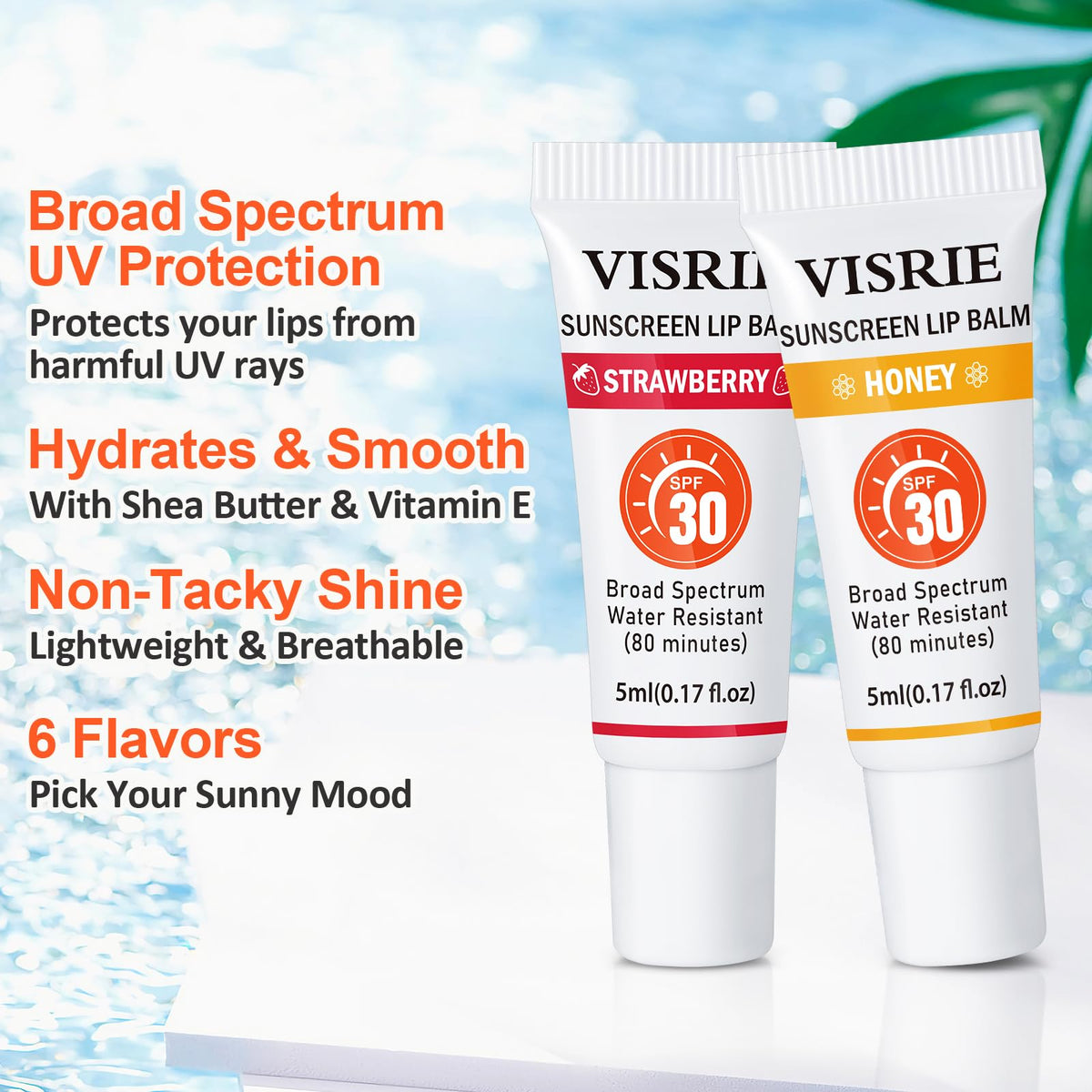 VISRIE single tube close-up showing smooth clear gel texture benefit