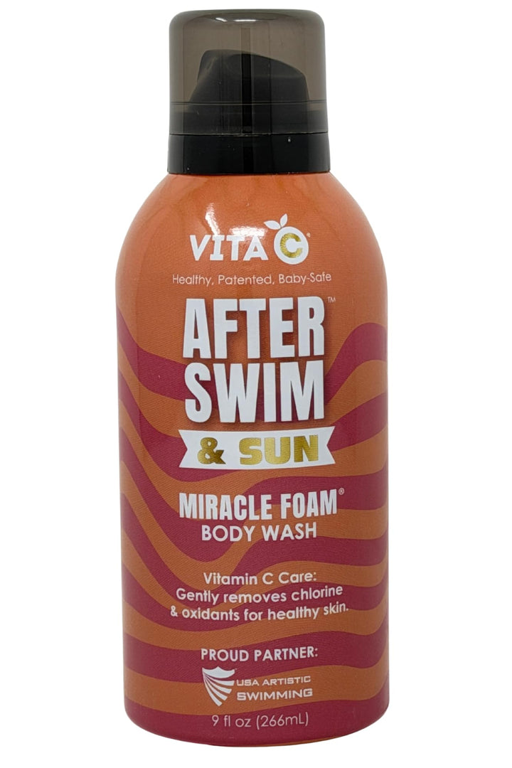Vita C bottle front view shows branding and foam pump for quick chlorine removal