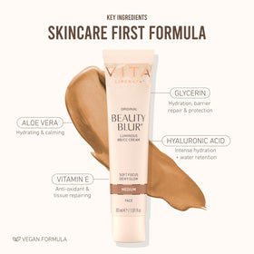 VITA LIBERATA bottle in hand showing 1.01 fl oz scale for size reference